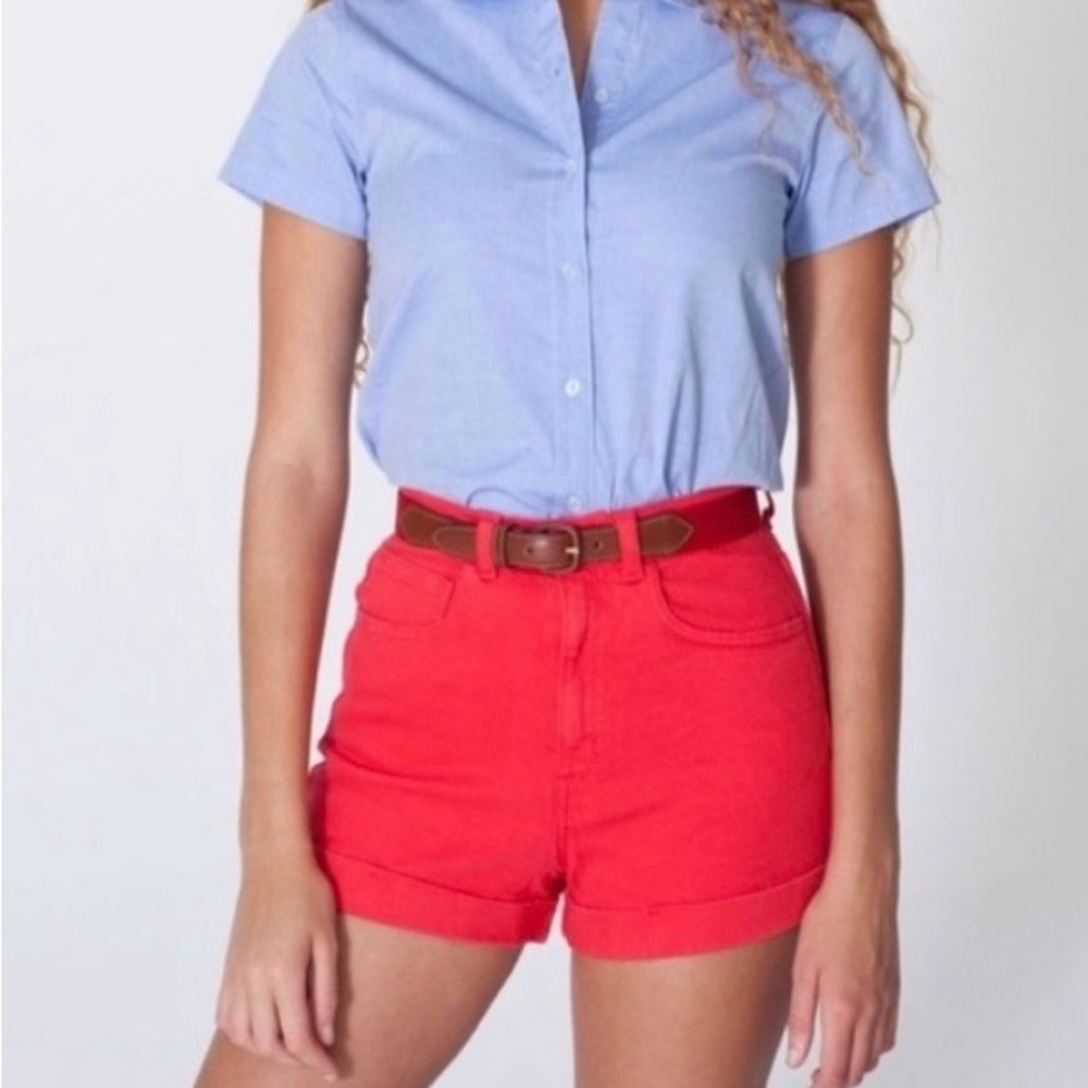 American Apparel Red Jean Shorts